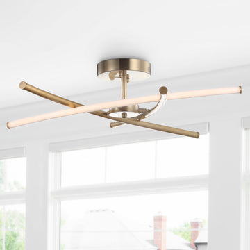 Crucis 31.5" Modern Metal Integrated LED Semi Flush Mount - JONATHAN Y